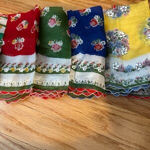 Colorful scalloped handkerchiefs